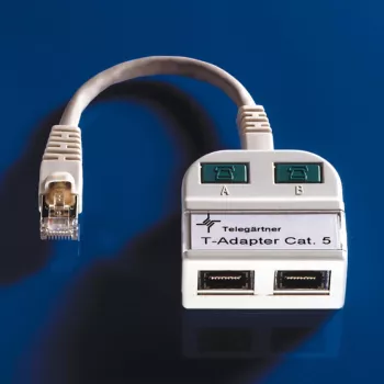 Telegärtner Token Ring Splitter RJ45 męski na 2x RJ45 żeński ekranowany jasnoszary J00029A0011