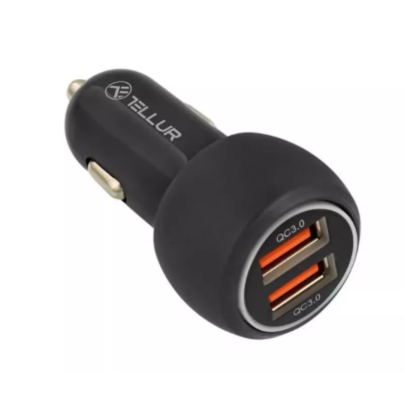 Tellur Dual USB Car Charger With QC 3.0, 6A Black
