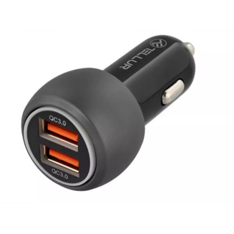 Tellur Dual USB Car Charger With QC 3.0, 6A Black
