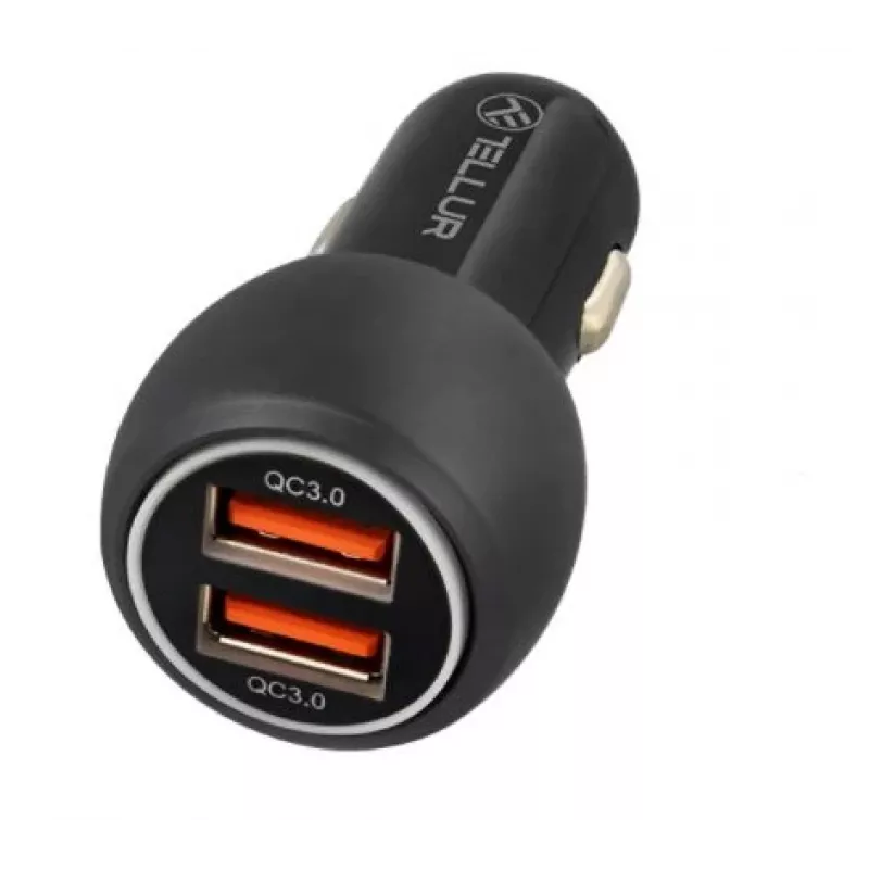 Tellur Dual USB Car Charger With QC 3.0, 6A Black