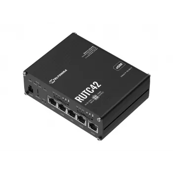 Teltonika RUTC42 5G NR Router bezprzewodowy z 4-portowym przełącznikiem Gigabit, dwuzakresowym Wi-Fi 5, podwójnym SIM, GNSS, obudową aluminiową