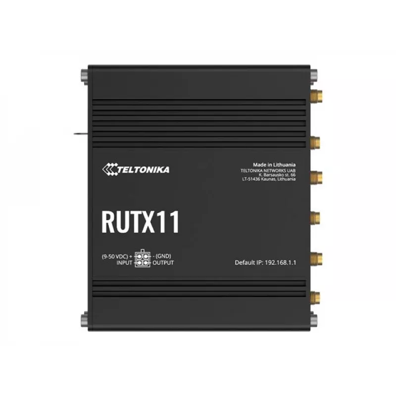 Router Teltonika RUTX11 4G/LTE Cat 6 Dual-SIM, wersja US, Wi-Fi 5, 5x Gigabit Ethernet, GPS, aluminiowy, IP30