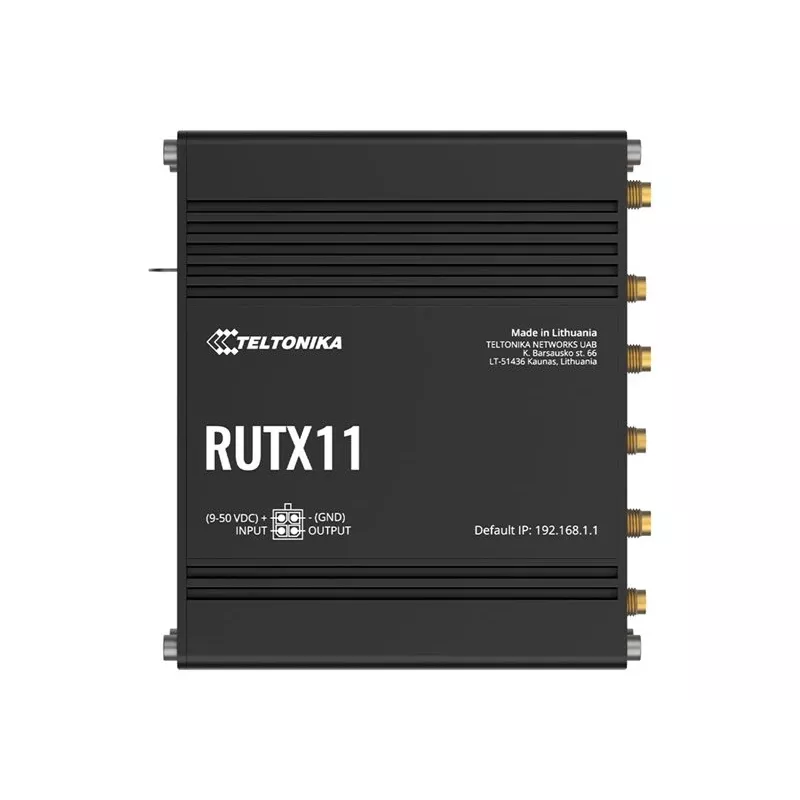 Router Teltonika RUTX11 4G/LTE Cat 6 Dual-SIM, wersja US, Wi-Fi 5, 5x Gigabit Ethernet, GPS, aluminiowy, IP30