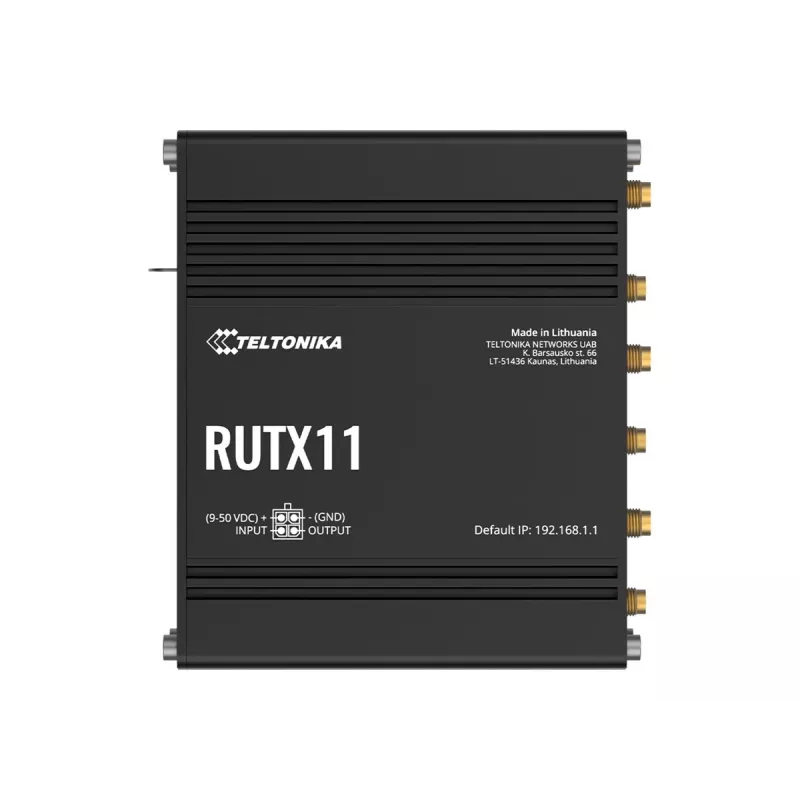 Router Teltonika RUTX11 4G/LTE Cat 6 Dual-SIM, wersja US, Wi-Fi 5, 5x Gigabit Ethernet, GPS, aluminiowy, IP30