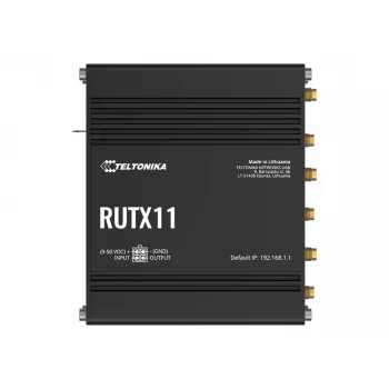 Router Teltonika RUTX11 4G/LTE Cat 6 Dual-SIM, wersja US, Wi-Fi 5, 5x Gigabit Ethernet, GPS, aluminiowy, IP30