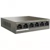 Tenda TEF1106P-4-63W PoE+ Switch, 6-Port Fast Ethernet, 4 PoE+ Ports, 63W Budget, Fanless Desktop