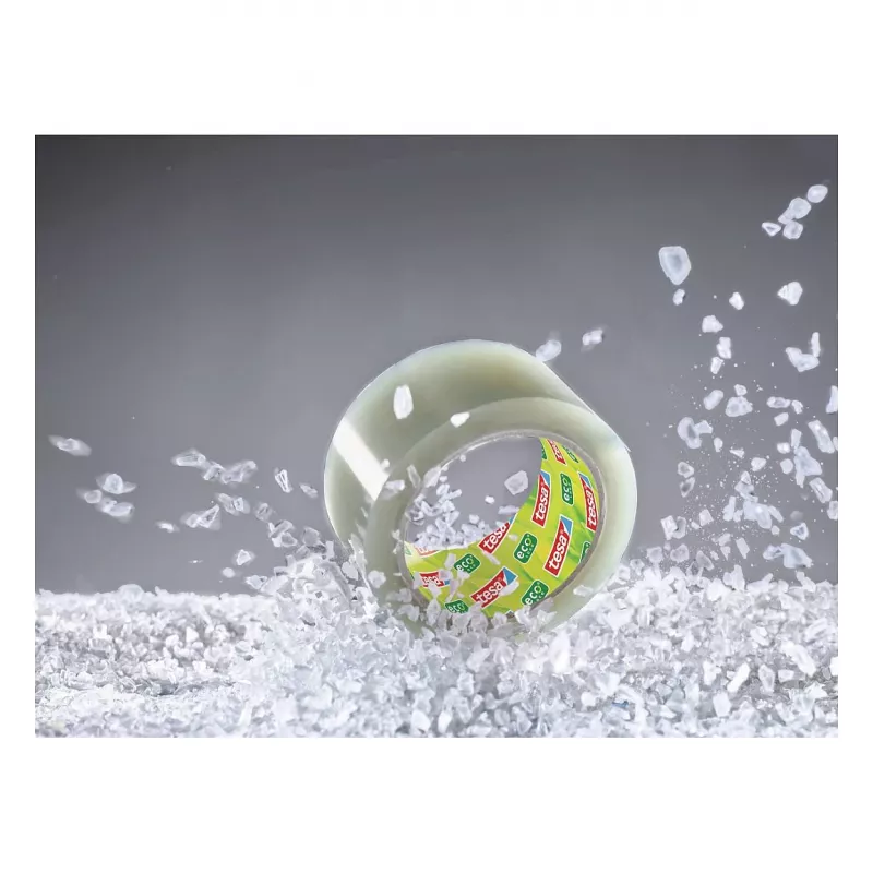 Tesa 58297-00000-01 Przezroczysta taśma pakowa PVC, 66 m x 50 mm, klej z kauczuku naturalnego, wytrzymałość na rozciąganie 60 N, 1 rolka