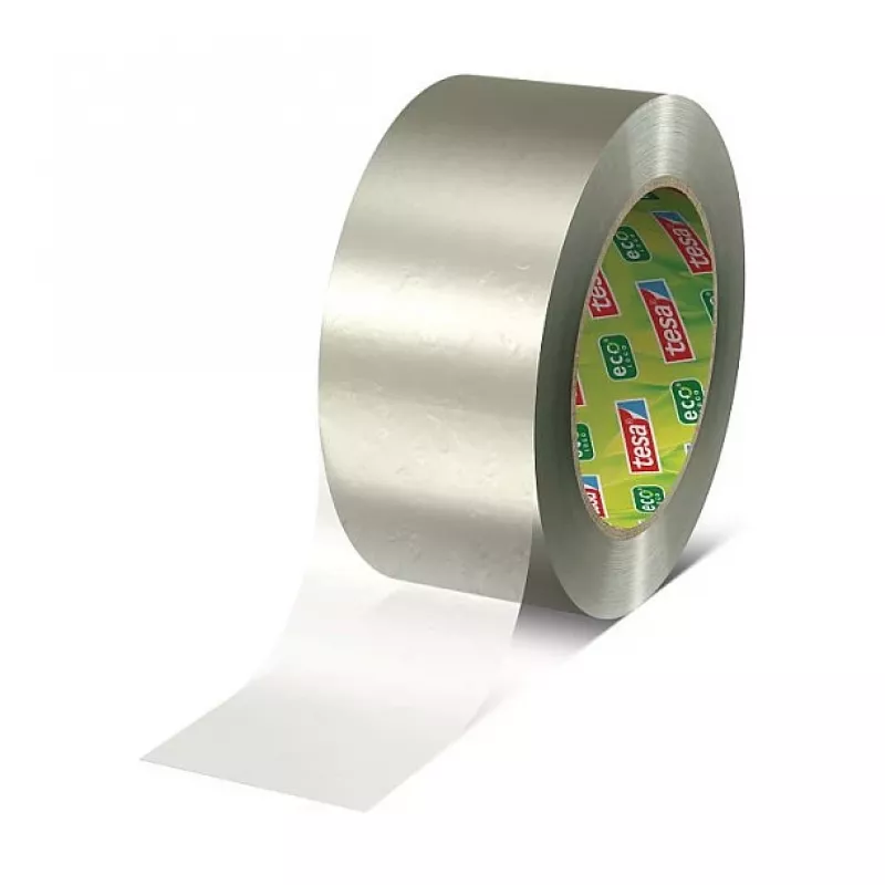 Tesa 58297-00000-01 Przezroczysta taśma pakowa PVC, 66 m x 50 mm, klej z kauczuku naturalnego, wytrzymałość na rozciąganie 60 N, 1 rolka