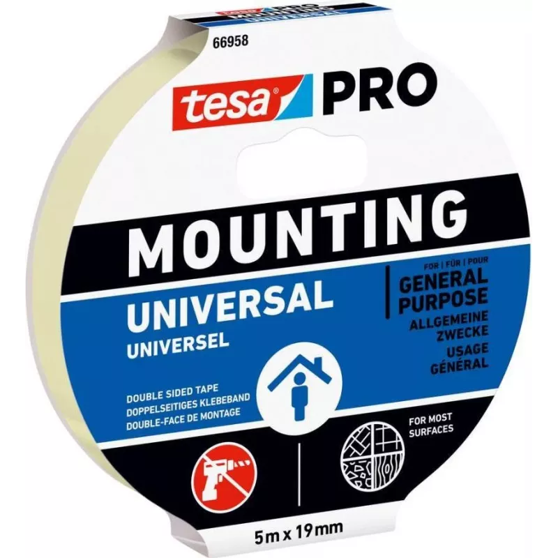 tesa Mounting PRO Universal 66958-00001-00 Dwustronna Taśma Montażowa Biała 5 m x 9 mm