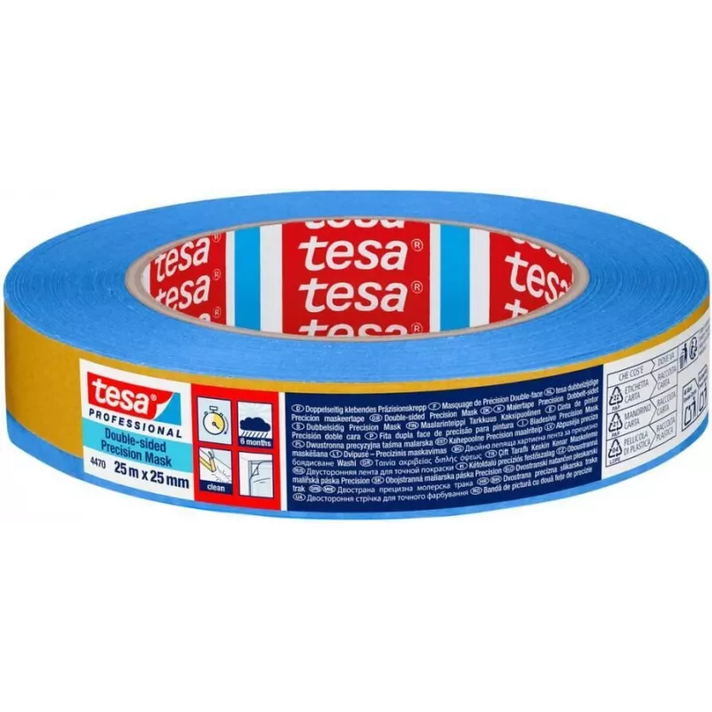 tesa Professional 04470-00001-00 Dwustronna taśma PET, 25 m x 25 mm, niebieska przekładka