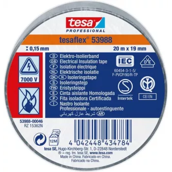 tesa Professional 53988-00091-00 Żółta taśma izolacyjna elektryczna PVC 19mm x 20m