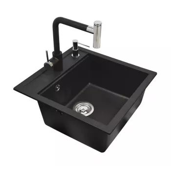 Tesa SQT100+7783+DTR Zestaw zlewozmywaka jednokomorowego ze stali nierdzewnej z baterią mieszającą 510x490x200mm