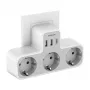 Gniazdko ścienne TESSAN TS-323-DE-C z 3 gniazdami AC i 3 portami USB-A, 16A, 3680W, biały
