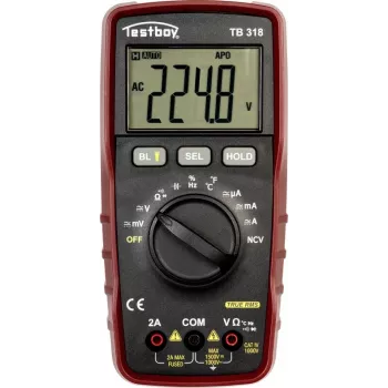 Testboy TB 318 cyfrowy multimetr ręczny CAT IV 1000 V True RMS do systemów PV