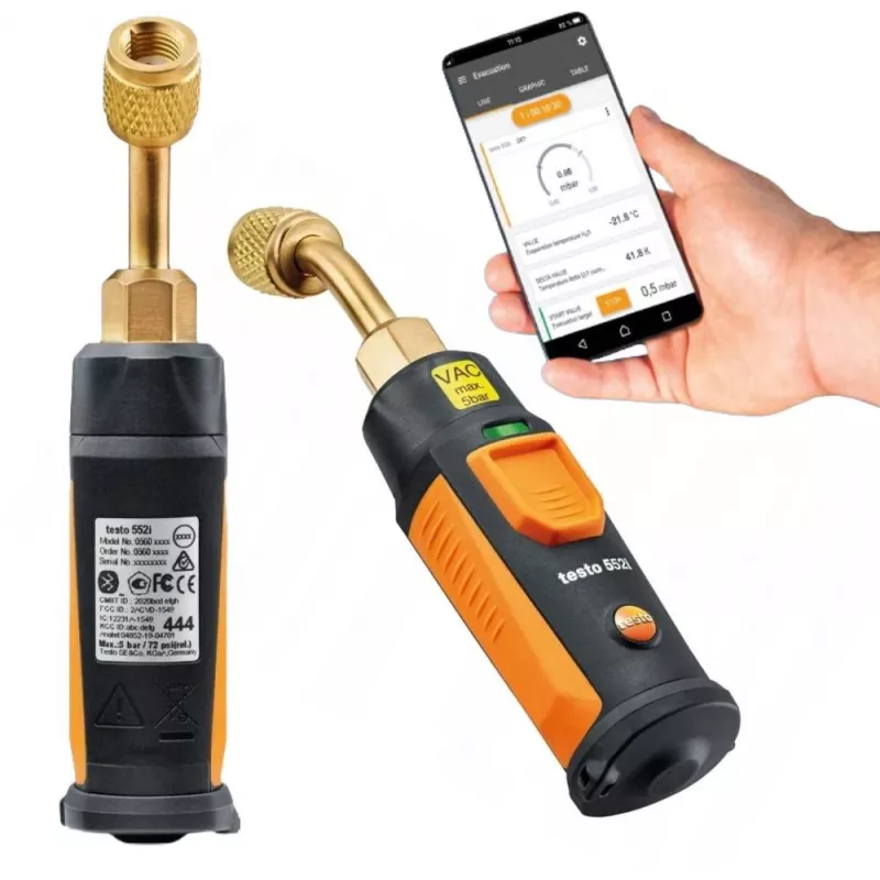 Testo 552i bezprzewodowa sonda próżniowa sterowana aplikacją z Bluetooth, czujnikiem Piraniego, zakresem 0-20000 mikronów, IP54 0564 2552
