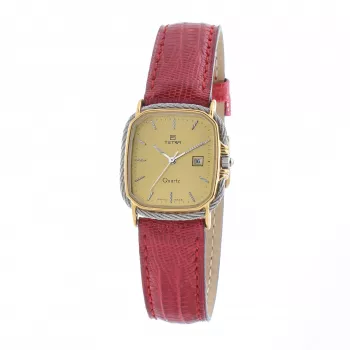 Zegarek mechaniczny TETRA Women's 125-CC-L z ręcznym naciągiem 27mm, jasnoniebieska tarcza, szary pasek z cordovanu