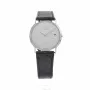 Zegarek damski TETRA T-008 30mm srebrna tarcza czarny pasek skórzany kwarcowy