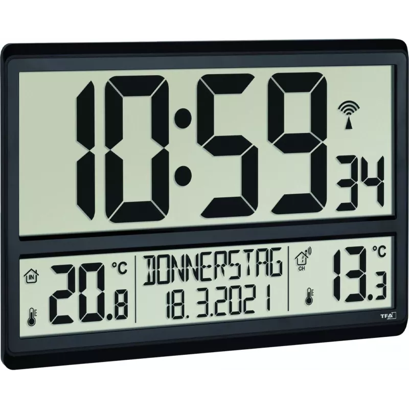 TFA 60.4521.01 XL Zegar radiowy z temperaturą wewnętrzną/zewnętrzną