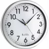 TFA Dostmann 60.3519.02 Corona Zegar ścienny sterowany radiowo, srebrna rama aluminiowa, biała tarcza, 300 mm 60.010363
