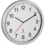 TFA Dostmann 60.3545.02 Zegar ścienny sterowany radiowo, srebrny, duży wyświetlacz LCD, 400x50x400 mm