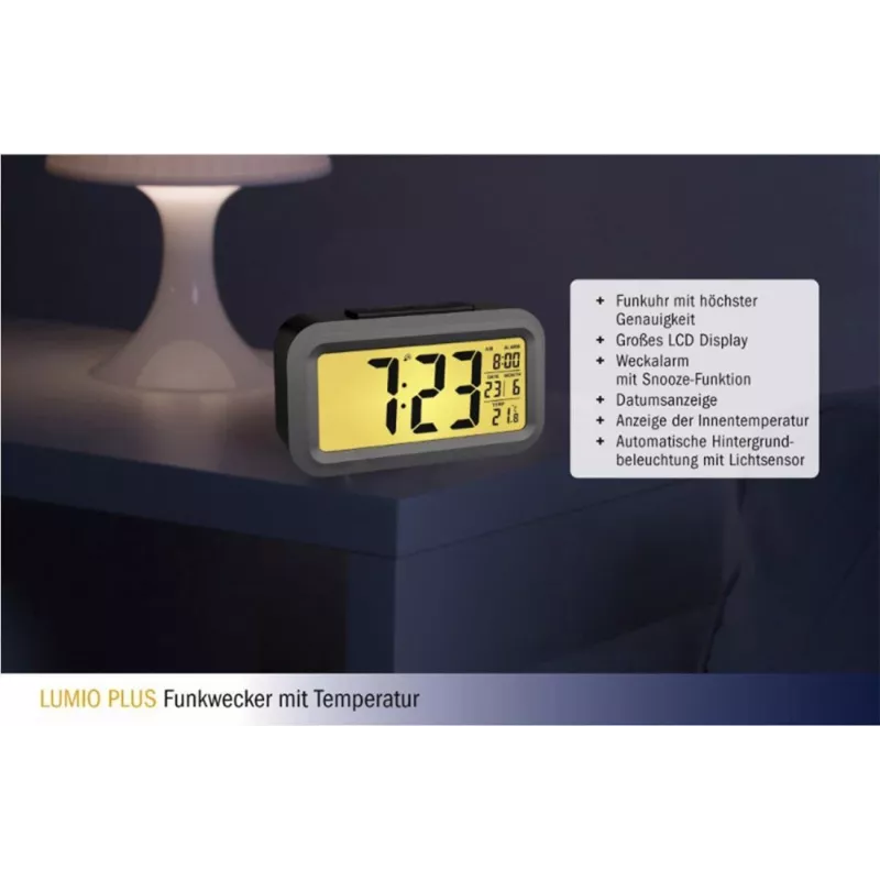 TFA Dostmann Lumio Plus Radio Alarm Clock Black/Silver
