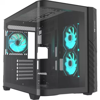 Thermaltake Vision 330 CR ARGB SE Edition Mid Tower Case, Czarny, 3x Panel ze Szkła Hartowanego, 3x Wentylator CT140 ARGB
