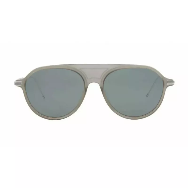 Thom Browne TB809BGRYSLV5 Okulary przeciwsłoneczne Unisex - Szara oprawka, srebrne soczewki lustrzane, 55/18/145 mm
