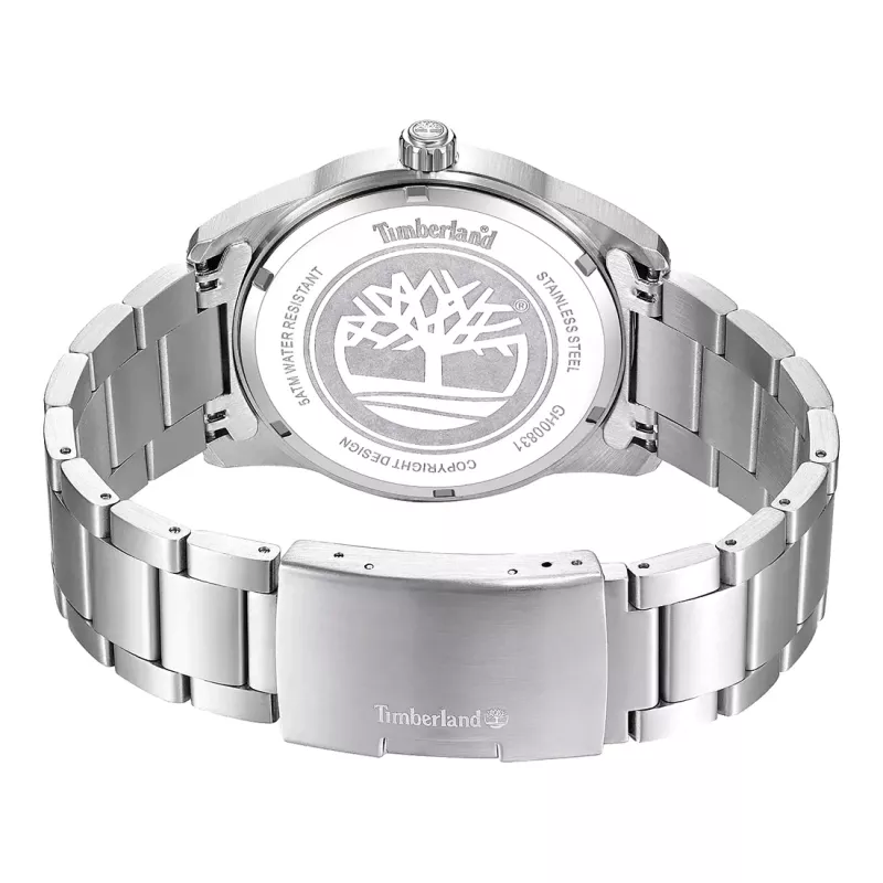 Timberland Henniker II Męski zegarek kwarcowy analogowy 45 mm stal nierdzewna niebieska tarcza brązowa skóra
