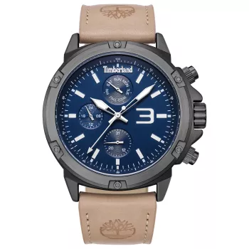 Zegarek męski Timberland Henniker II Analogowy Kwarcowy TDWGF9002902 46 mm Niebieska Tarcza Brązowy Pasek Skórzany