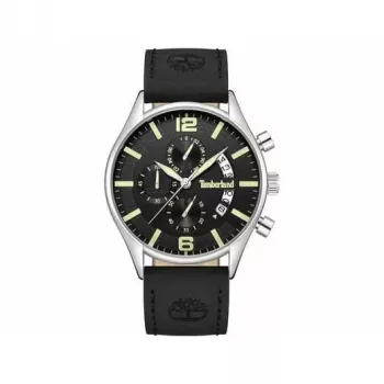 Zegarek męski Timberland Quartz Analog TDWGC9001201 43 mm Koperta ze stali nierdzewnej Czarna tarcza Brązowy pasek skórzany