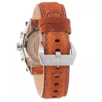 Zegarek męski Timberland TBL1331JS-02C 45mm Stal nierdzewna Kwarcowy Analogowy Czarna tarcza Brązowy pasek skórzany