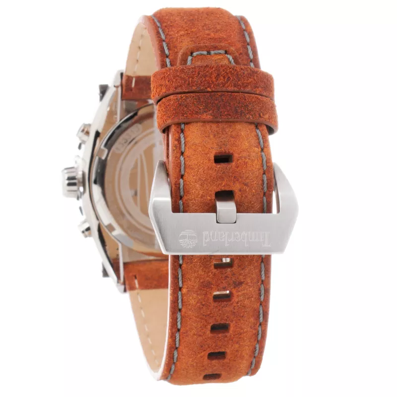 Zegarek męski Timberland TBL1331JS-02C 45mm Stal nierdzewna Kwarcowy Analogowy Czarna tarcza Brązowy pasek skórzany