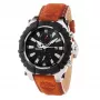 Zegarek męski Timberland TBL1331JS-02C 45mm Stal nierdzewna Kwarcowy Analogowy Czarna tarcza Brązowy pasek skórzany