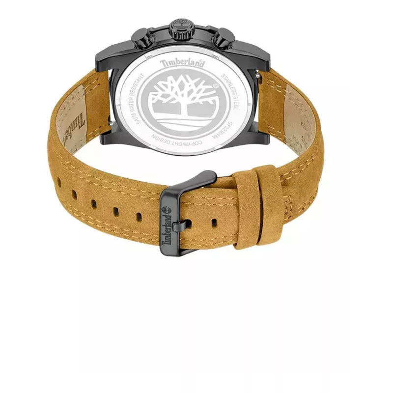 Zegarek męski Timberland TDWGF2230406M 46mm Stal nierdzewna Niebieska tarcza Brązowy pasek skórzany