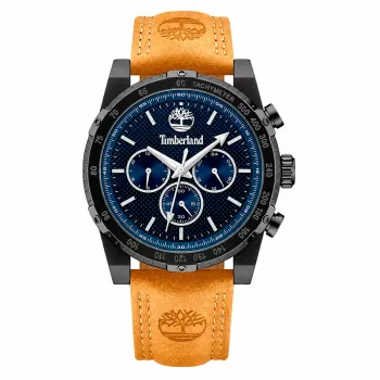 Zegarek męski Timberland TDWGF2230406M 46mm Stal nierdzewna Niebieska tarcza Brązowy pasek skórzany