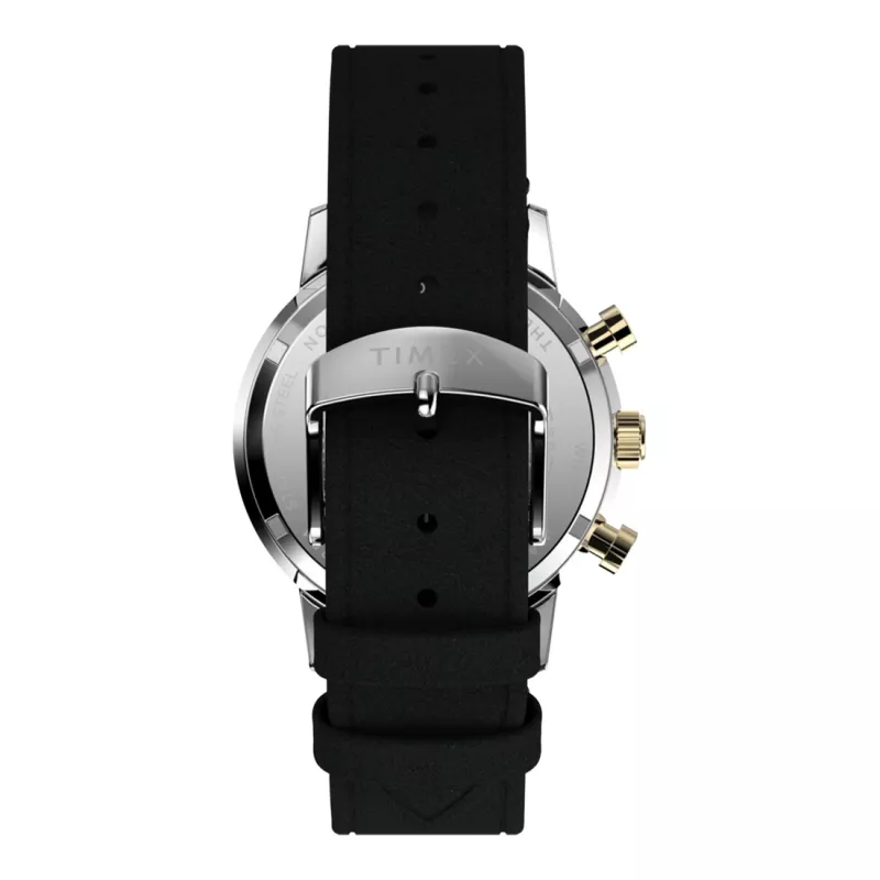 Timex męski zegarek analogowy kwarcowy Expedition Scout TW2W60300A - 43 mm, czarna tarcza, brązowy skórzany pasek, podświetlenie INDIGLO