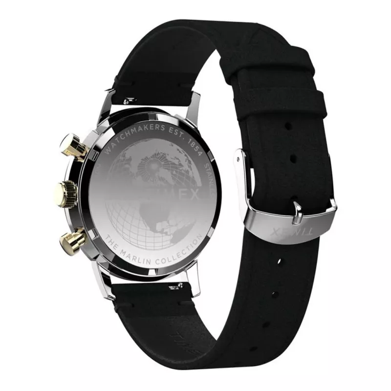 Timex męski zegarek analogowy kwarcowy Expedition Scout TW2W60300A - 43 mm, czarna tarcza, brązowy skórzany pasek, podświetlenie INDIGLO