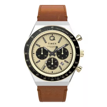 Timex TW2W64400 Męski zegarek polowy 42mm Czarna tarcza Brązowy pasek skórzany