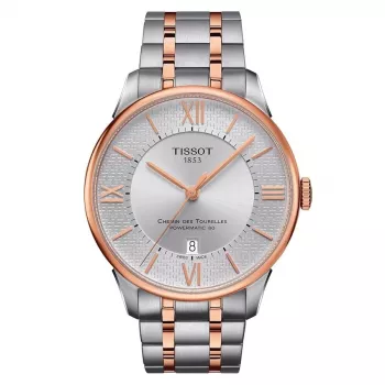 TISSOT T-Classic Chemin des Tourelles Męski Zegarek Automatyczny 42mm Stal Szlachetna z Powłoką PVD w Kolorze Różowego Złota