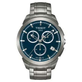 Zegarek TISSOT T-Classic Couturier męski szwajcarski kwarcowy chronograf 43mm niebieska tarcza stal nierdzewna