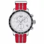 Zegarek męski TISSOT T-Sport Chrono XL Classic 42mm srebrna tarcza niebieski pasek tekstylny szwajcarski kwarcowy chronograf T09541717037