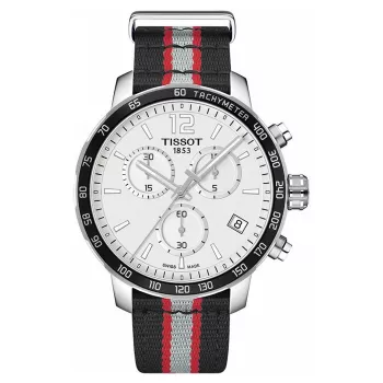 TISSOT T-Sport PRC 200 Męski szwajcarski kwarcowy zegarek chronograf 42mm Stal nierdzewna Czarna tarcza