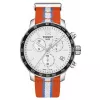TISSOT T-Sport Quickster Męski Szwajcarski Kwarcowy Zegarek Chronograf 42mm Biała Tarcza Biały Pasek Silikonowy T09547170371