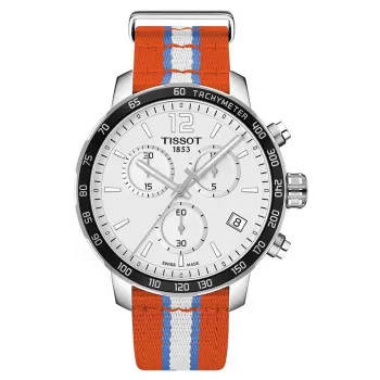 TISSOT T-Sport Quickster Męski Szwajcarski Kwarcowy Zegarek Chronograf 42mm Biała Tarcza Biały Pasek Silikonowy T09547170371