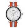 TISSOT T-Sport Quickster Męski Szwajcarski Kwarcowy Zegarek Chronograf 42mm Biała Tarcza Biały Pasek Silikonowy T09547170371