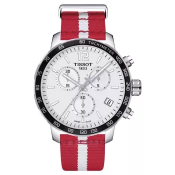 Zegarek męski TISSOT T-Sport Quickster T0954177037 42mm Swiss Quartz Chronograph Czarna tarcza Pasek NATO