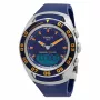Zegarek męski TISSOT T-Touch II T056420270410 - 45mm koperta tytanowa, niebieski pasek gumowy, szwajcarski kwarcowy chronograf z wysokościomierzem, barometrem, kompasem, termometrem