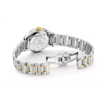 TITONI Airmaster Ladies Watch 23733SY-583 29mm Swiss Quartz Stainless Steel with Yellow Gold PVD
