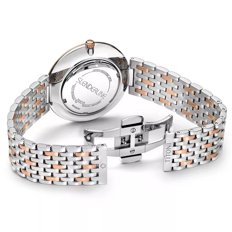 Zegarek męski TITONI Airmaster TQ52718SRG606 37mm szwajcarski kwarcowy srebrna tarcza brązowy pasek skórzany