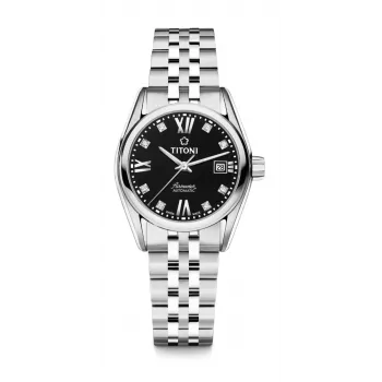 TITONI Damski Zegarek Automatyczny 23909S-354 27mm Stal Szlachetna Srebrna Tarcza